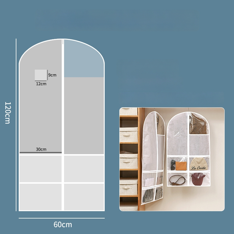 Ochranná taška na oblečenie z netkanej textílie, vodotesná, visiaca priehľadná taška na skladovanie oblečenia