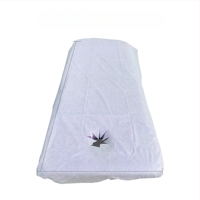 Jednorazové plachty na masážny stôl s otvorom na tvár, priedušný netkaný materiál, odolný voči olejom a špine, zosilnená