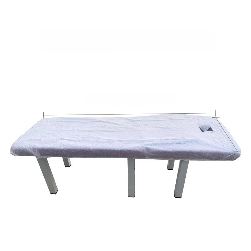 Jednorazové plachty na masážny stôl s otvorom na tvár, priedušný netkaný materiál, odolný voči olejom a špine, zosilnená