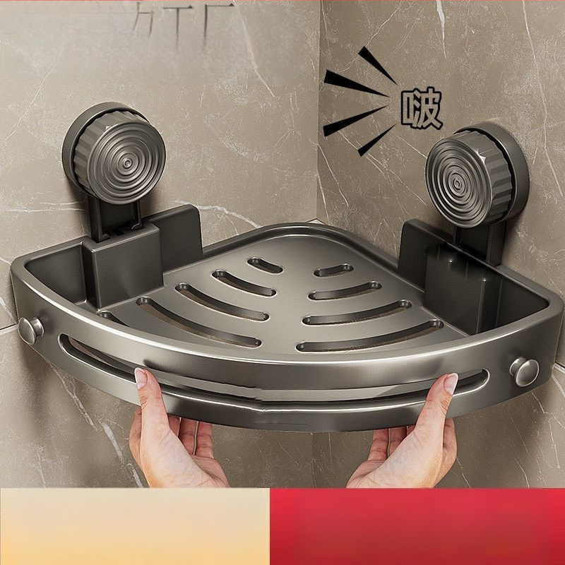 Posilnená trojuholníková rohová polica do kúpeľne s prísavkami, na stenu, z nehrdzavejúcej ocele, jednoduchý moderný štýl