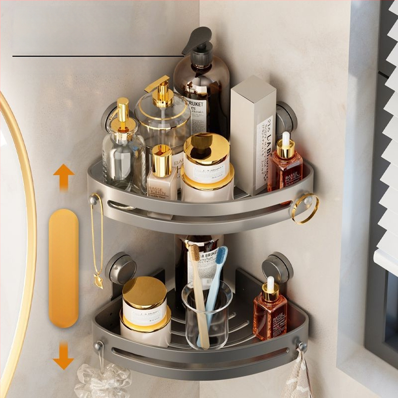 Posilnená trojuholníková rohová polica do kúpeľne s prísavkami, na stenu, z nehrdzavejúcej ocele, jednoduchý moderný štýl