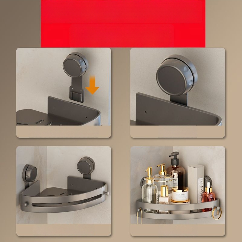 Posilnená trojuholníková rohová polica do kúpeľne s prísavkami, na stenu, z nehrdzavejúcej ocele, jednoduchý moderný štýl