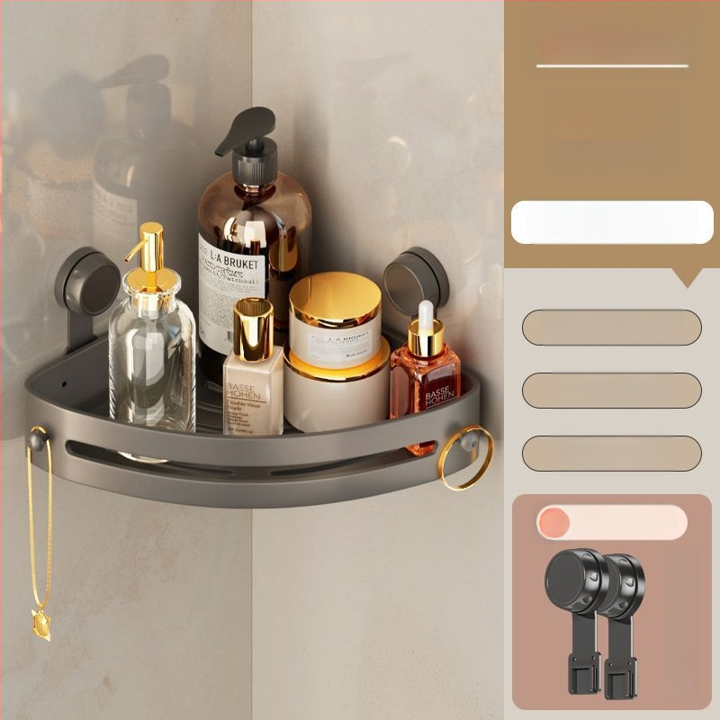 Posilnená trojuholníková rohová polica do kúpeľne s prísavkami, na stenu, z nehrdzavejúcej ocele, jednoduchý moderný štýl