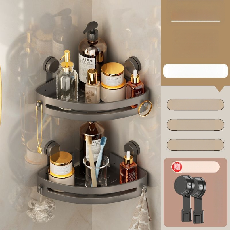 Posilnená trojuholníková rohová polica do kúpeľne s prísavkami, na stenu, z nehrdzavejúcej ocele, jednoduchý moderný štýl