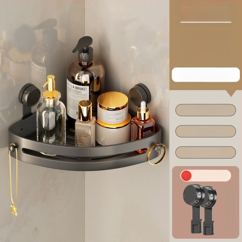 Posilnená trojuholníková rohová polica do kúpeľne s prísavkami, na stenu, z nehrdzavejúcej ocele, jednoduchý moderný štýl