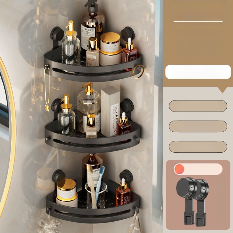 Posilnená trojuholníková rohová polica do kúpeľne s prísavkami, na stenu, z nehrdzavejúcej ocele, jednoduchý moderný štýl