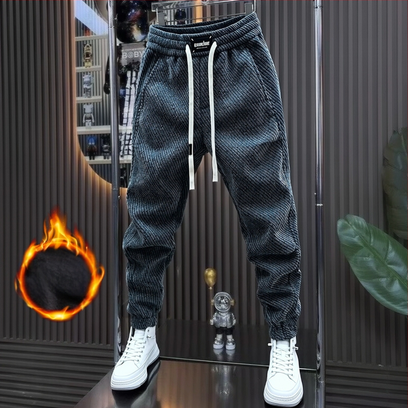 Pánske fleece športové nohavice, rovný strih, zima 2025, stredný pás, zmes polyester-bavlna (95% polyester), voľnočasové