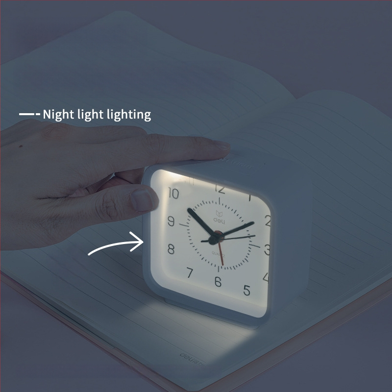 Deli 8851 budík s LCD displejom a analógovým ukazovateľom — 24-hodinový čas, napájaný batériou, Seagull pohon, 10 mm hrúbka