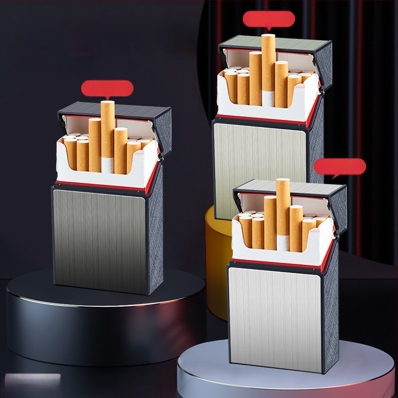 Hlinírový box na cigarety, kapacita 20 cigariet, klapkový kryt, opakovane použiteľný, s vlastným logom – Suction Pie, minimalistický štýl