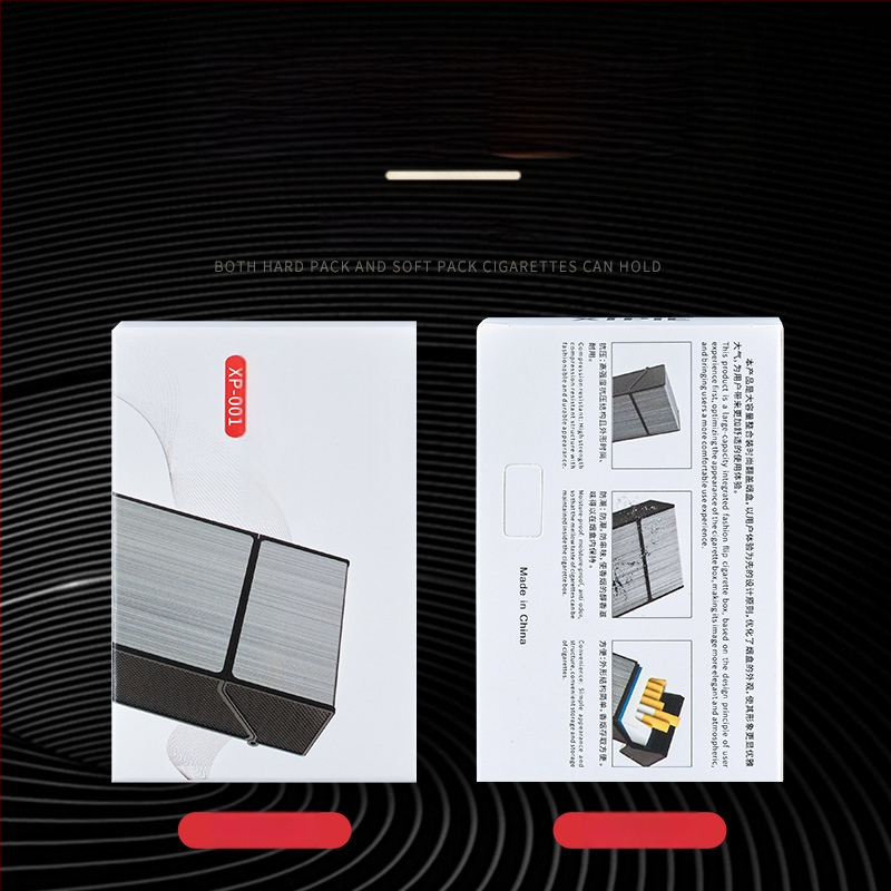 Hlinírový box na cigarety, kapacita 20 cigariet, klapkový kryt, opakovane použiteľný, s vlastným logom – Suction Pie, minimalistický štýl