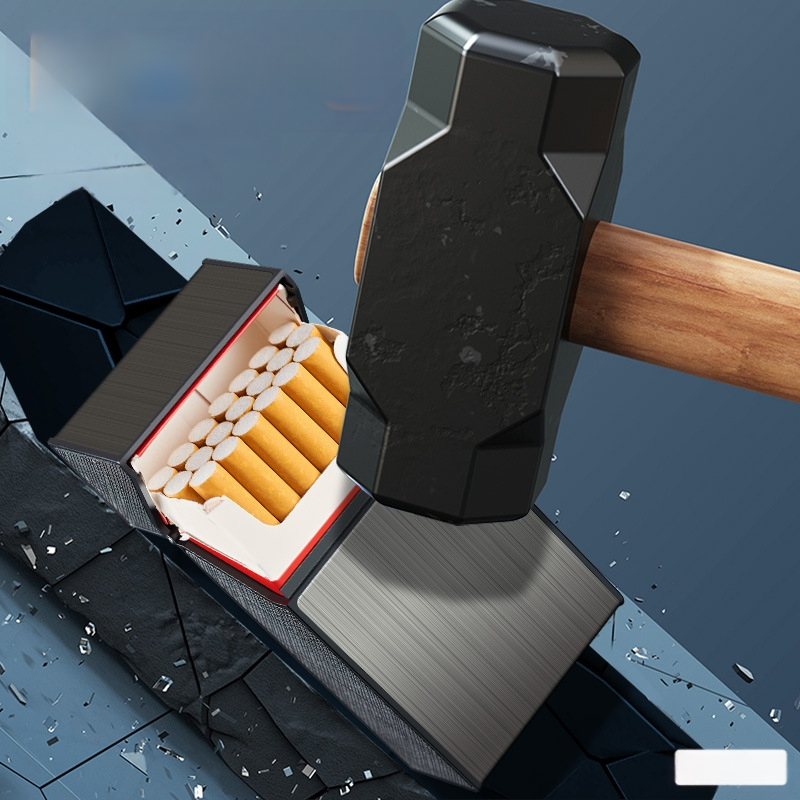 Hlinírový box na cigarety, kapacita 20 cigariet, klapkový kryt, opakovane použiteľný, s vlastným logom – Suction Pie, minimalistický štýl