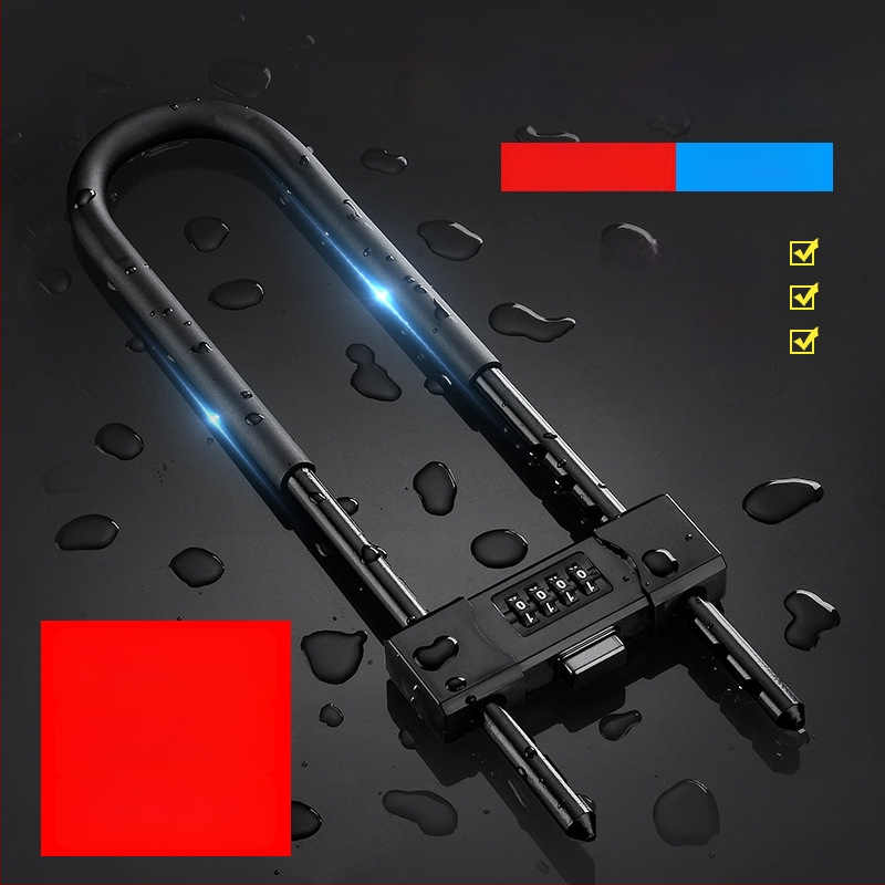 U-typ zámok s heslom pre sklenené dvere, mechanický, oceľový, hrúbka zámkovej tyčinky 15 mm, rozstup tyčí 85 mm