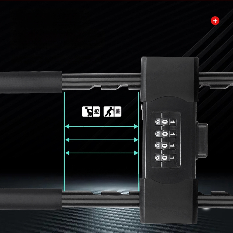 U-typ zámok s heslom pre sklenené dvere, mechanický, oceľový, hrúbka zámkovej tyčinky 15 mm, rozstup tyčí 85 mm