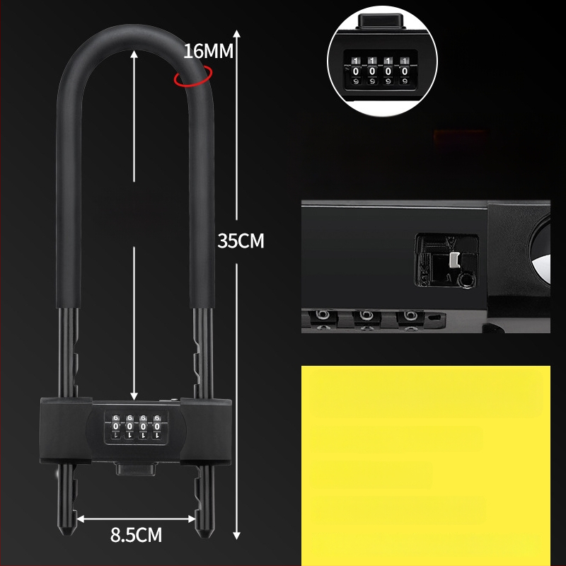U-typ zámok s heslom pre sklenené dvere, mechanický, oceľový, hrúbka zámkovej tyčinky 15 mm, rozstup tyčí 85 mm