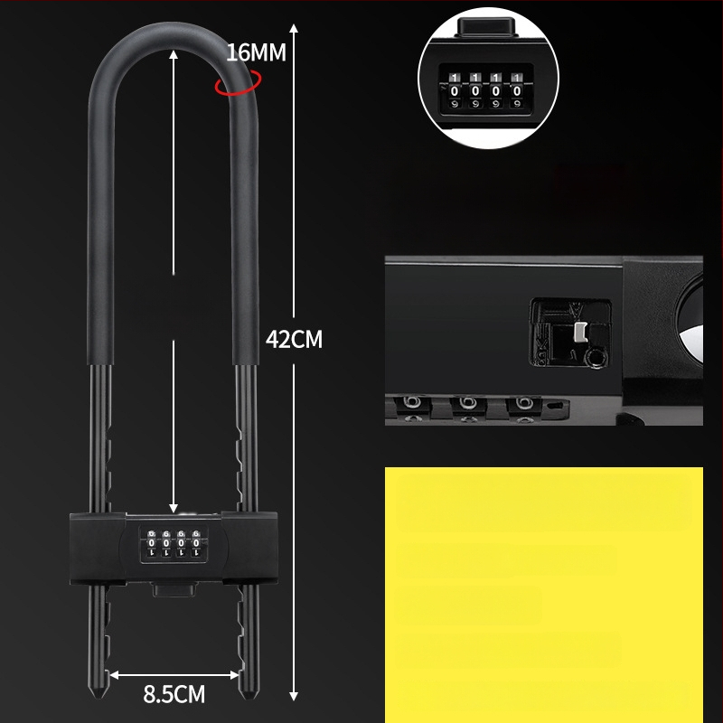 U-typ zámok s heslom pre sklenené dvere, mechanický, oceľový, hrúbka zámkovej tyčinky 15 mm, rozstup tyčí 85 mm