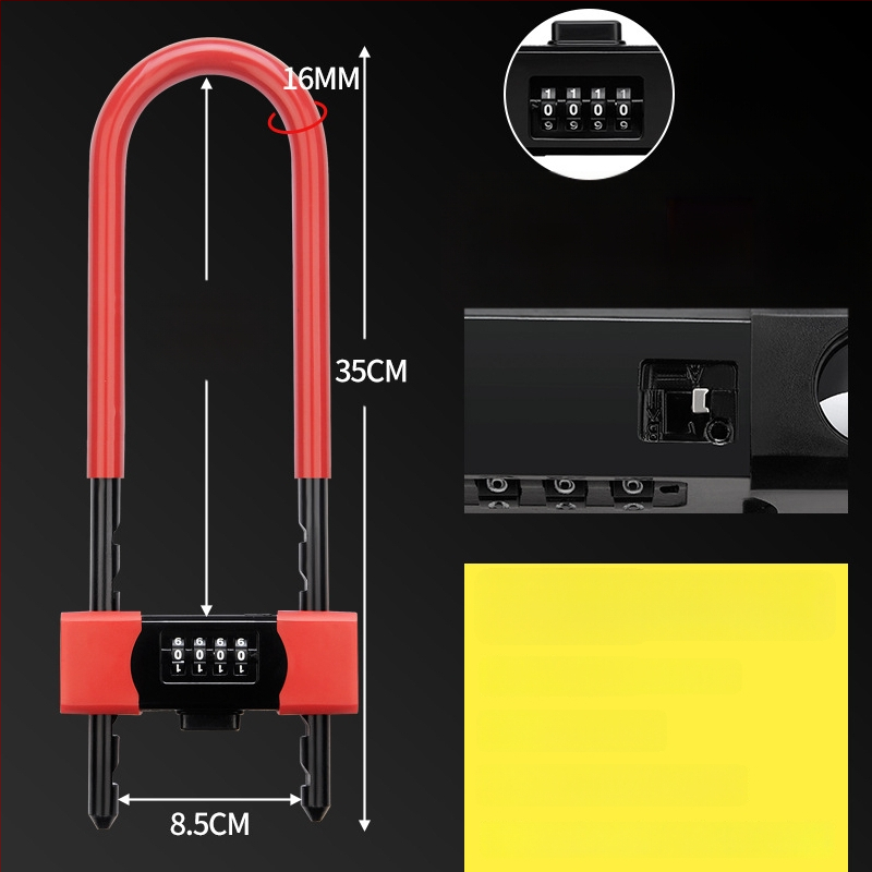 U-typ zámok s heslom pre sklenené dvere, mechanický, oceľový, hrúbka zámkovej tyčinky 15 mm, rozstup tyčí 85 mm