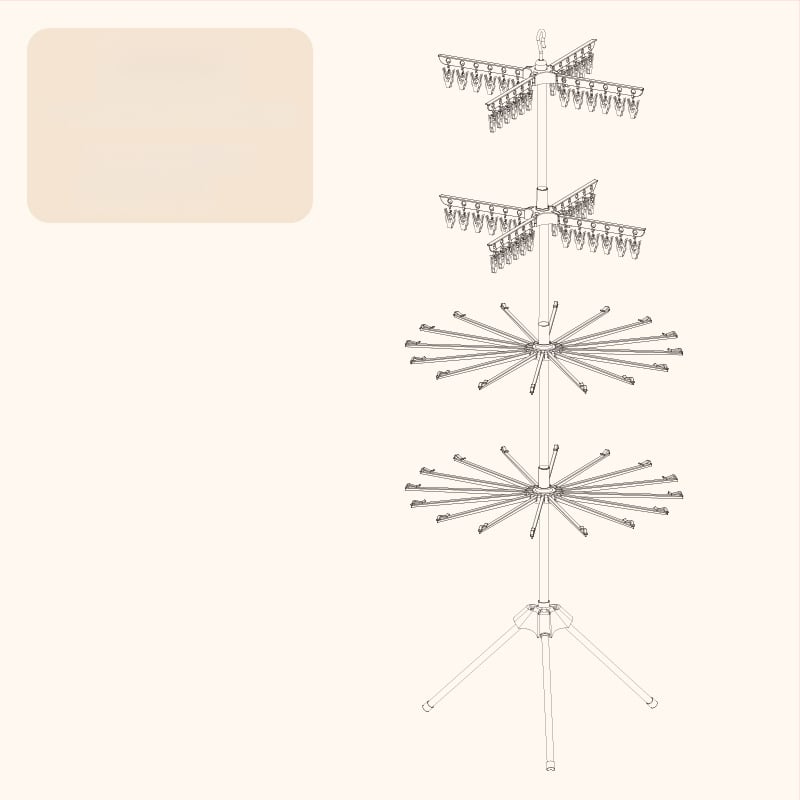 Stojan na sušenie detského oblečenia, mobilný, podlahový, kruhový s klip dizajnom, z plastu