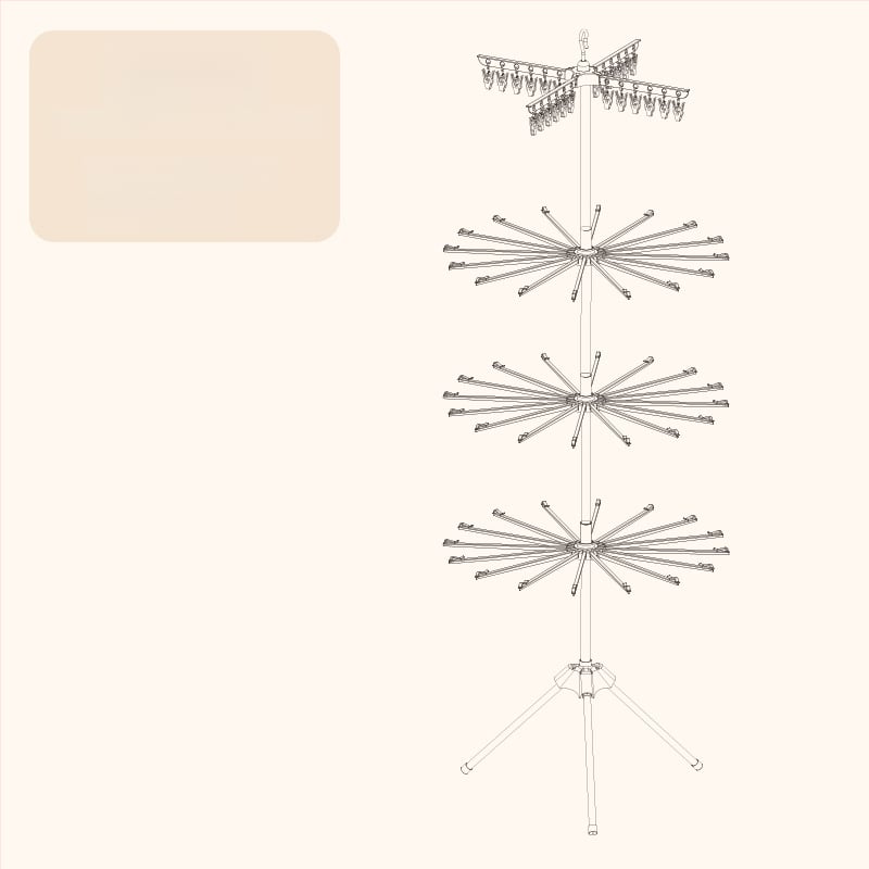 Stojan na sušenie detského oblečenia, mobilný, podlahový, kruhový s klip dizajnom, z plastu