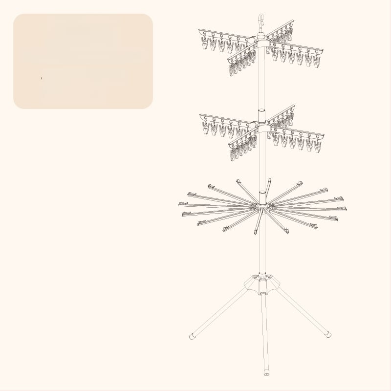 Stojan na sušenie detského oblečenia, mobilný, podlahový, kruhový s klip dizajnom, z plastu