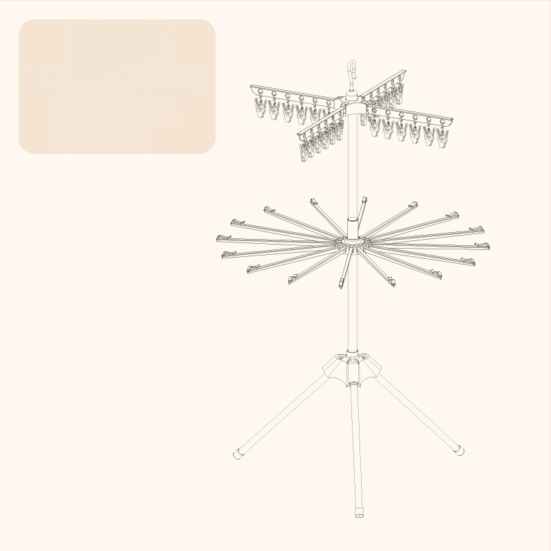 Stojan na sušenie detského oblečenia, mobilný, podlahový, kruhový s klip dizajnom, z plastu