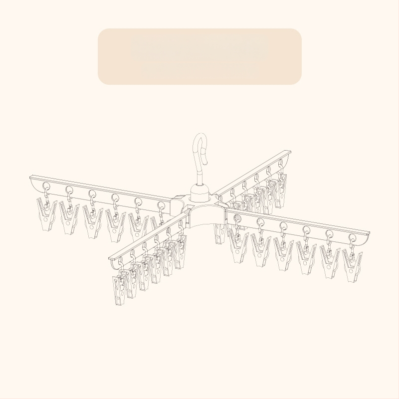 Stojan na sušenie detského oblečenia, mobilný, podlahový, kruhový s klip dizajnom, z plastu