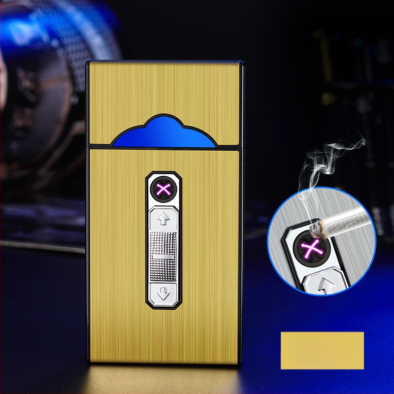 B05 USB nabíjacia puzdro na cigarety s integrovaným oblúkovým zapaľovačom, kapacita 20 cigariet, ABS materiál