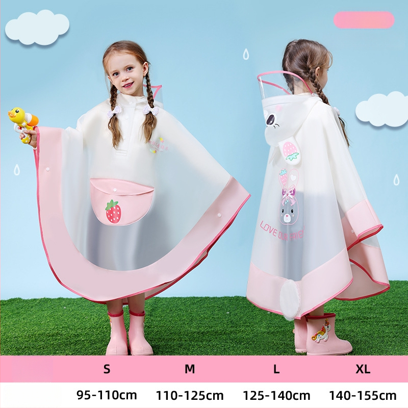 Detský EVA nepremokavý plášť-pončo v štýle plášte, s priestorom na batoh