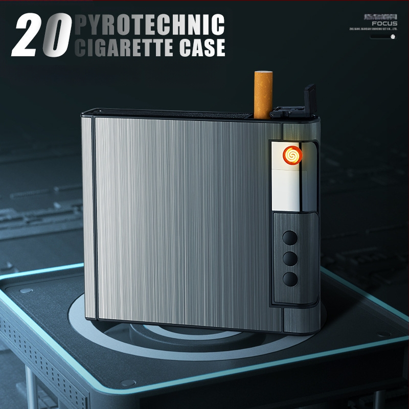 Hliníková USB dobíjateľná zapaľovač s integrovaným puzdrom, opakovane použiteľný, možnosť tlače loga, štýl svetlý luxus – Water Ice, balenie 100 kusov