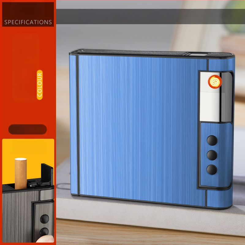 Hliníková USB dobíjateľná zapaľovač s integrovaným puzdrom, opakovane použiteľný, možnosť tlače loga, štýl svetlý luxus – Water Ice, balenie 100 kusov