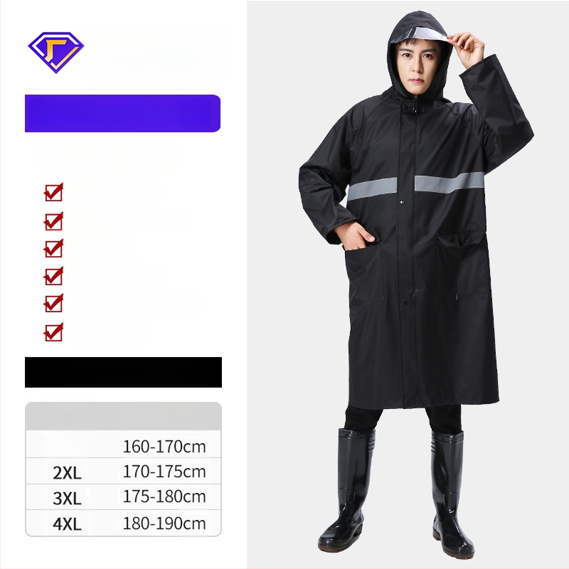 Yanli reflexný dážďový plášť pre elektrické vozidlá a motocykle, hrubý a predĺžený, úplné pokrytie tela, tkanina Pongee s PVC vodotesnou vrstvou