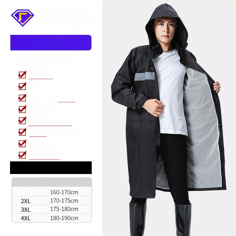 Yanli reflexný dážďový plášť pre elektrické vozidlá a motocykle, hrubý a predĺžený, úplné pokrytie tela, tkanina Pongee s PVC vodotesnou vrstvou