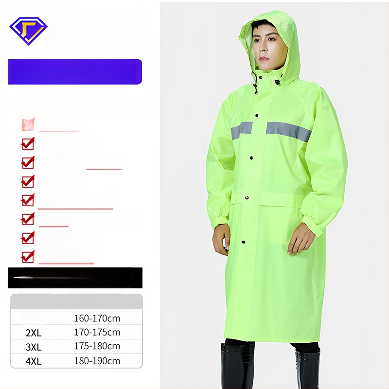 Yanli reflexný dážďový plášť pre elektrické vozidlá a motocykle, hrubý a predĺžený, úplné pokrytie tela, tkanina Pongee s PVC vodotesnou vrstvou