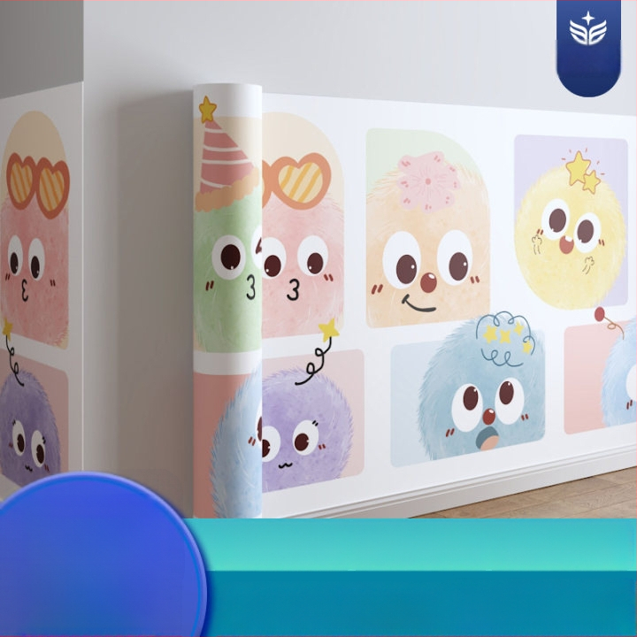 Samolepiace vodotesné PVC obklady na stenu do obývačky s detskou kreslenou dekoráciou, moderný minimalistický štýl