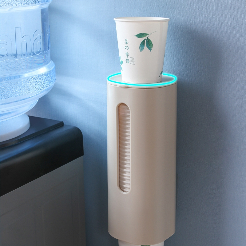 Safabaid ABS Nástenný Držiak Pohárov s Vekom Pre Jednorazové Poháre, Vakuové Upevnenie, 1 Vrstva, Kuchynské Uloženie