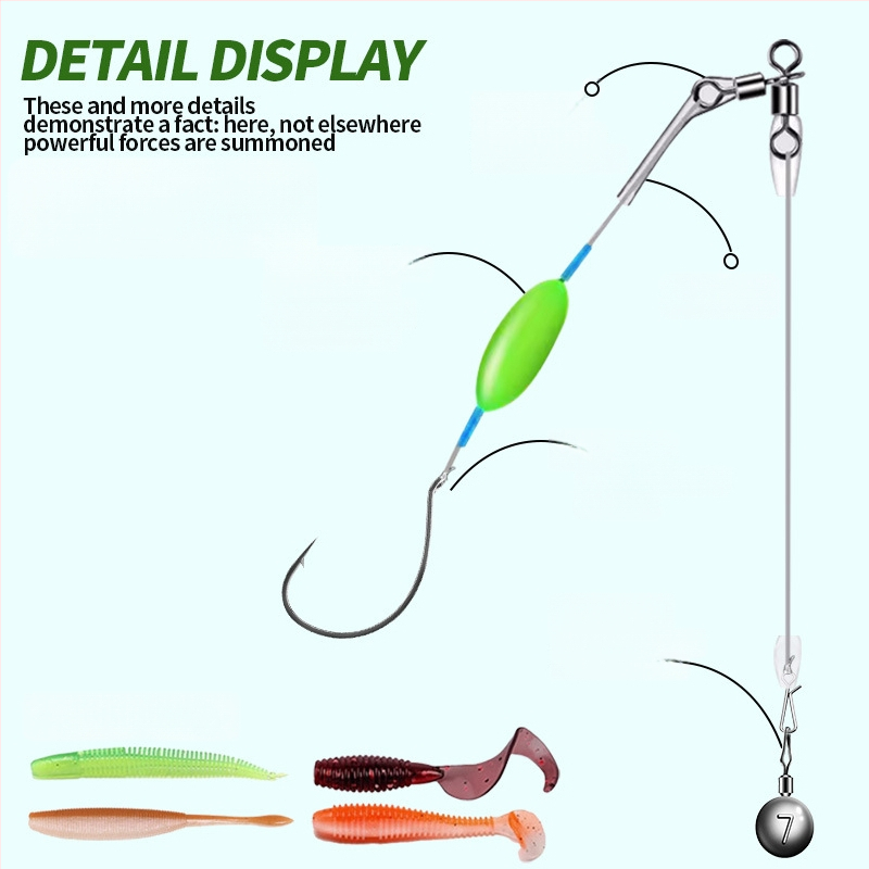 Nylonový rybársky rig s plávajúcou zostavou, invertovaným háčikom, bez olova