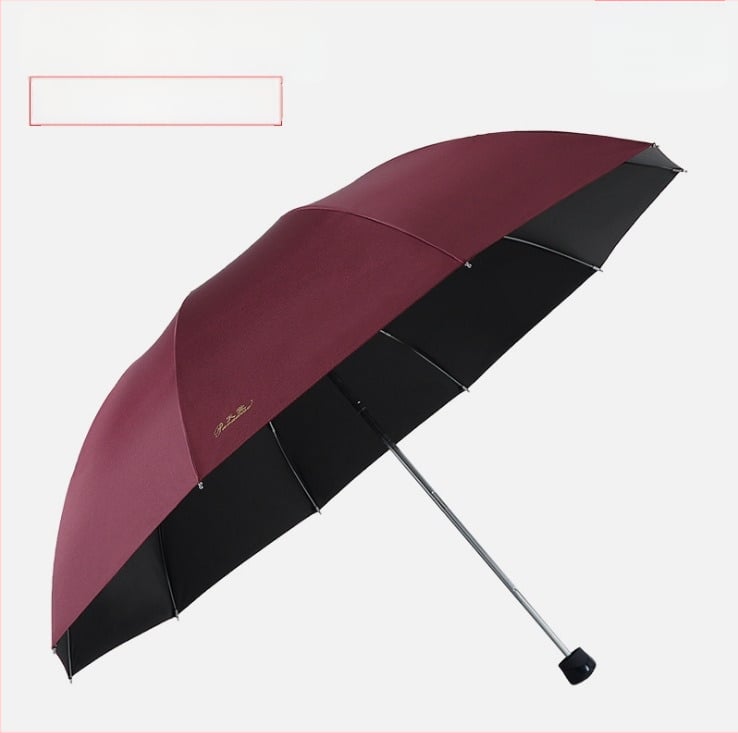 Reklamný slnečný dážnik s 10 oceľovými ramenami, 190T tkanina, ručné otváranie/zatváranie, tlač loga, plastová rukoväť