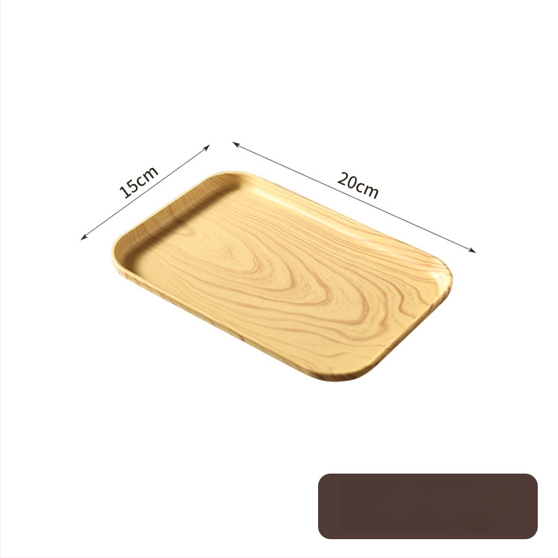 Podnos na čaj s dreveným vzorom, obdĺžnikový, do obývačky a hotelovej služby kávy (Materiál: živica; Značka: Senhaoxiang; Štýl: svetlý luxus a retro; Výrobný spôsob: polo-manualný a polo-mechanický; Hmotnosť: 300 g)
