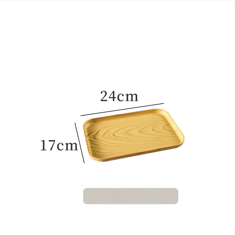 Podnos na čaj s dreveným vzorom, obdĺžnikový, do obývačky a hotelovej služby kávy (Materiál: živica; Značka: Senhaoxiang; Štýl: svetlý luxus a retro; Výrobný spôsob: polo-manualný a polo-mechanický; Hmotnosť: 300 g)