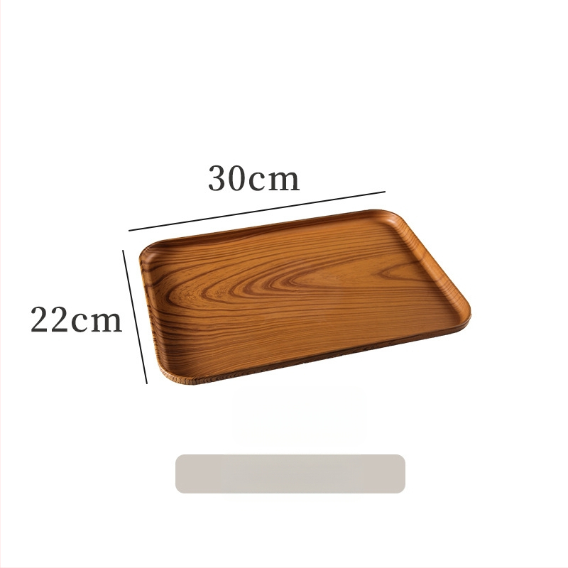 Podnos na čaj s dreveným vzorom, obdĺžnikový, do obývačky a hotelovej služby kávy (Materiál: živica; Značka: Senhaoxiang; Štýl: svetlý luxus a retro; Výrobný spôsob: polo-manualný a polo-mechanický; Hmotnosť: 300 g)