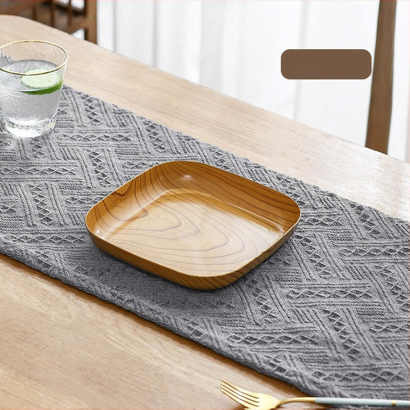 Podnos na čaj s dreveným vzorom, obdĺžnikový, do obývačky a hotelovej služby kávy (Materiál: živica; Značka: Senhaoxiang; Štýl: svetlý luxus a retro; Výrobný spôsob: polo-manualný a polo-mechanický; Hmotnosť: 300 g)