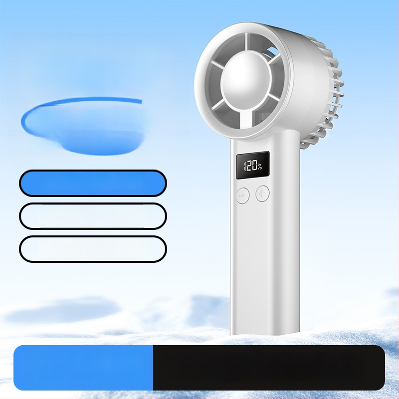Käeshoitav USB ventilaator, 3 tiivad, sisseehitatud aku 1000–1200 mAh, USB toide, müratase alla 36 dB, 100 kiiruse taset