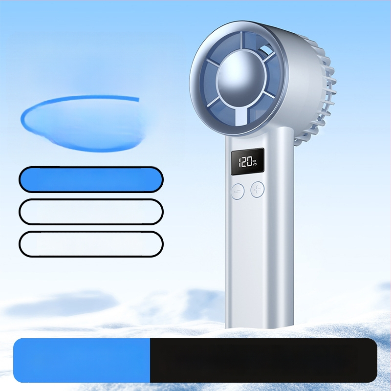 Käeshoitav USB ventilaator, 3 tiivad, sisseehitatud aku 1000–1200 mAh, USB toide, müratase alla 36 dB, 100 kiiruse taset