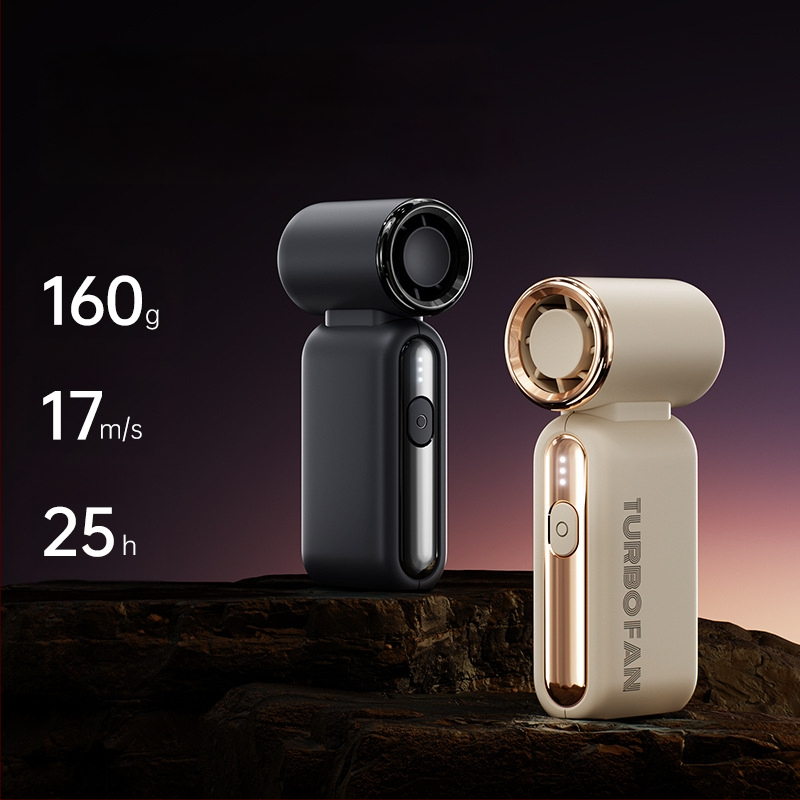 Käte USB ventilaator 6+ labadega, kõrge kiirusega mootor 20k rpm, sisseehitatud aku 2000–4000 mAh, 3 kiiruse seadistust, müratase alla 36 dB.