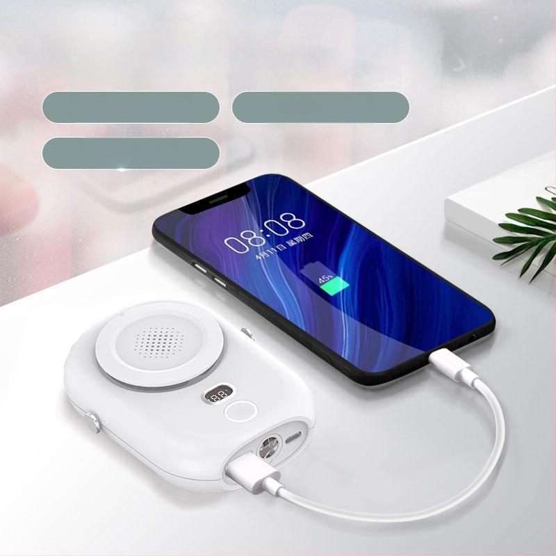 Kaela riputatav USB ventilaator bez lāpstiņām, iekšējā 2000–4000 mAh akumulatora, 5W, 3 ātrumi, LED-ekraan