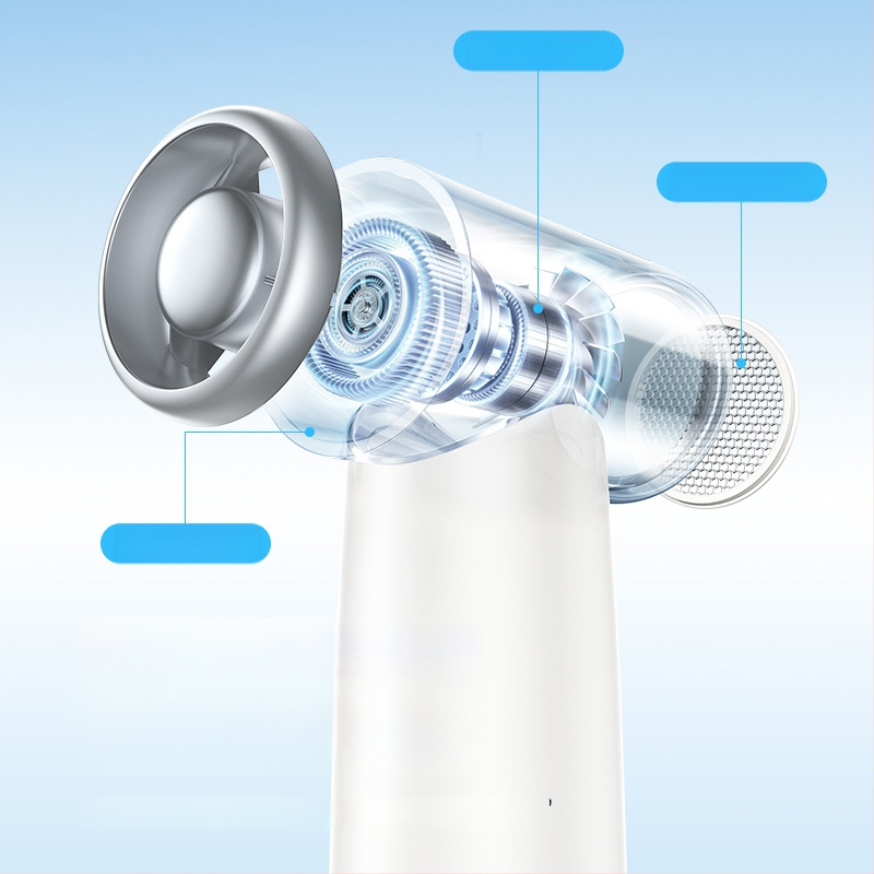 Ručný bezlopatový ventilátor s vstavanou batériou 2000–4000 mAh, BLDC motor, 3 rýchlosti, hmotnosť 105 g