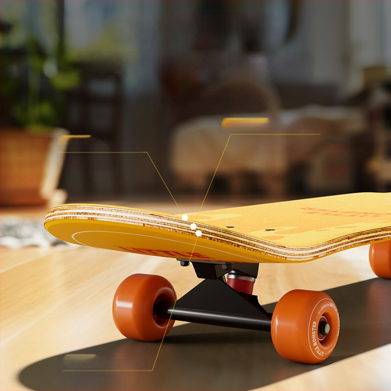 Flyton ilgoji riedlentė vaikams — aliuminio lydinio danga, dvigubas rocker, Flyton prekės ženklas, skateboard kategorija