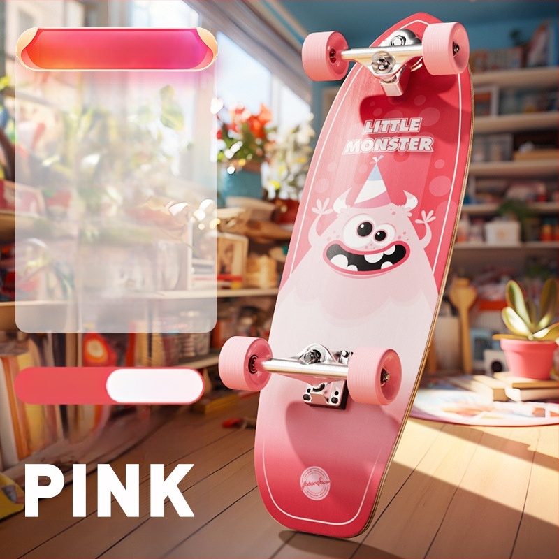 Flyton ilgoji riedlentė vaikams — aliuminio lydinio danga, dvigubas rocker, Flyton prekės ženklas, skateboard kategorija