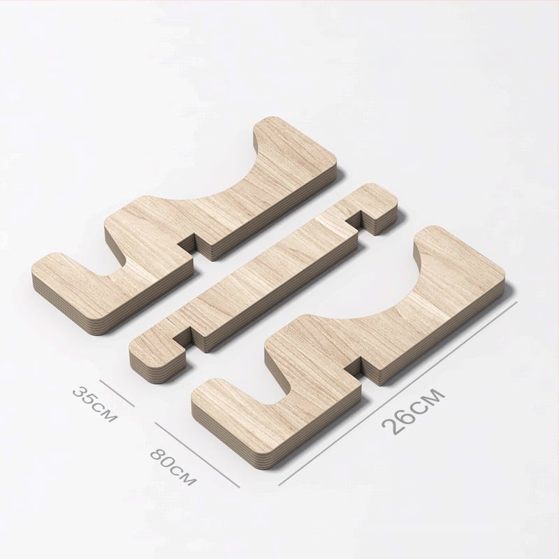 Drevený stojan na balansnú dosku a vystavovací stojan na skateboard – Materiál: drevo; Kód produktu XY-110; Plocha dosky: plochá; Cieľová skupina: univerzálna