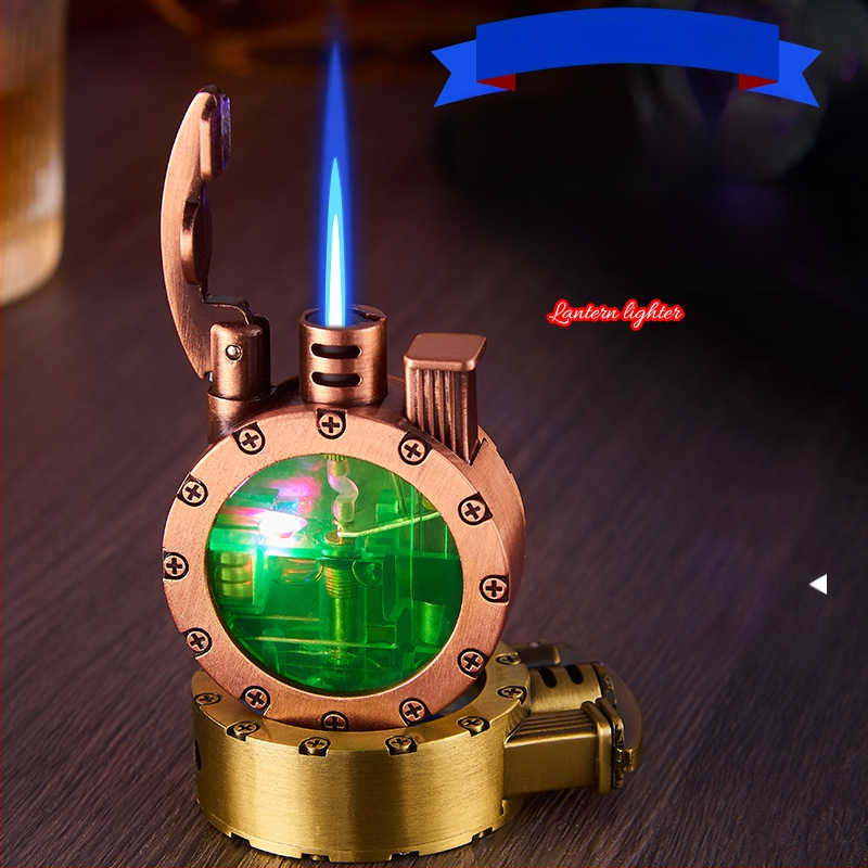 Metallist butaaniga LED-süütekas, tuulekindel, retro ümmarguse disain, trükitud logoga, pakendis 100 tk