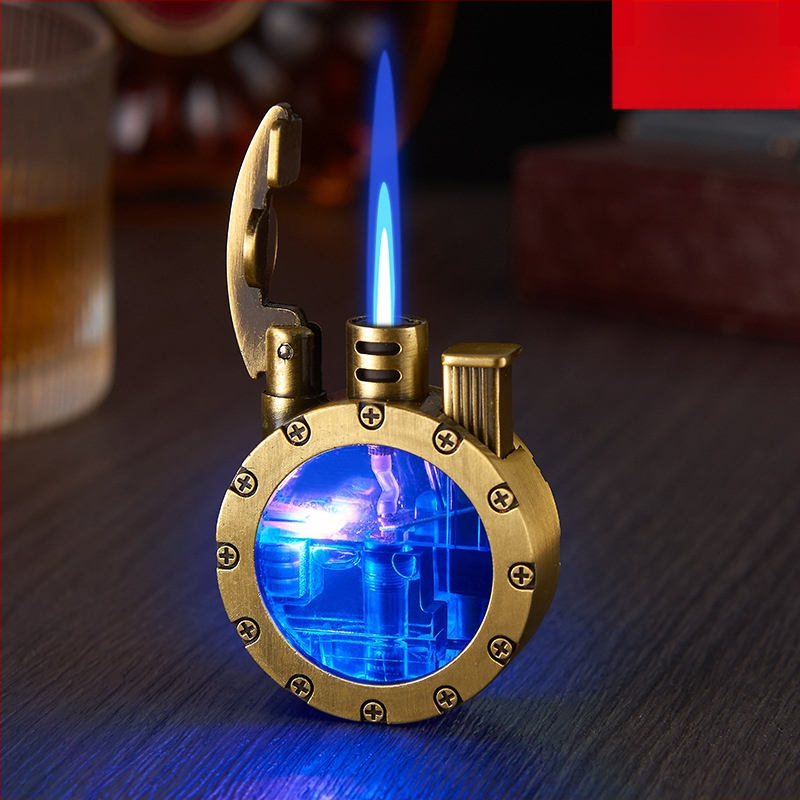 Metallist butaaniga LED-süütekas, tuulekindel, retro ümmarguse disain, trükitud logoga, pakendis 100 tk